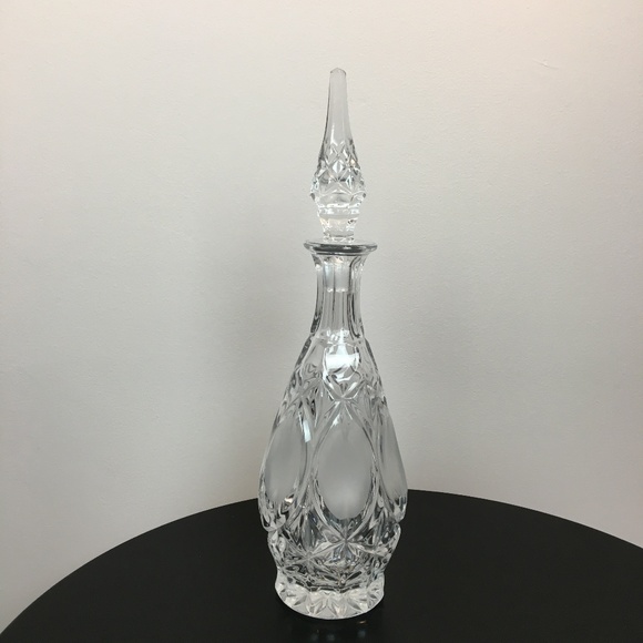 Other - Tall Bohemian Etched Glass Decanter with Stopper